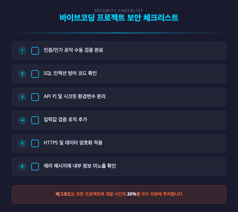 바이브코딩 보안 체크리스트
