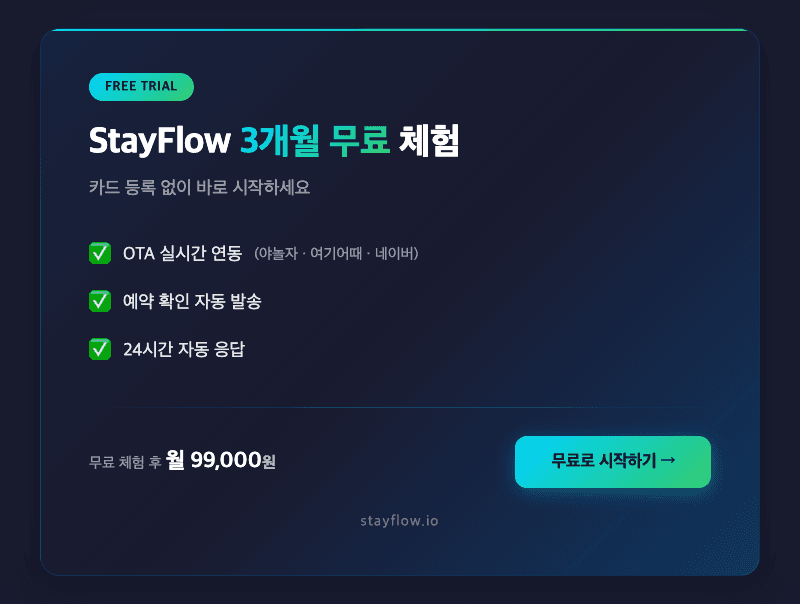 StayFlow 3개월 무료 체험 안내