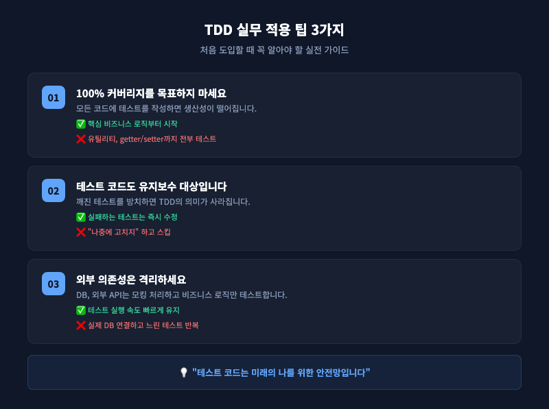 TDD 실무 적용 팁 3가지